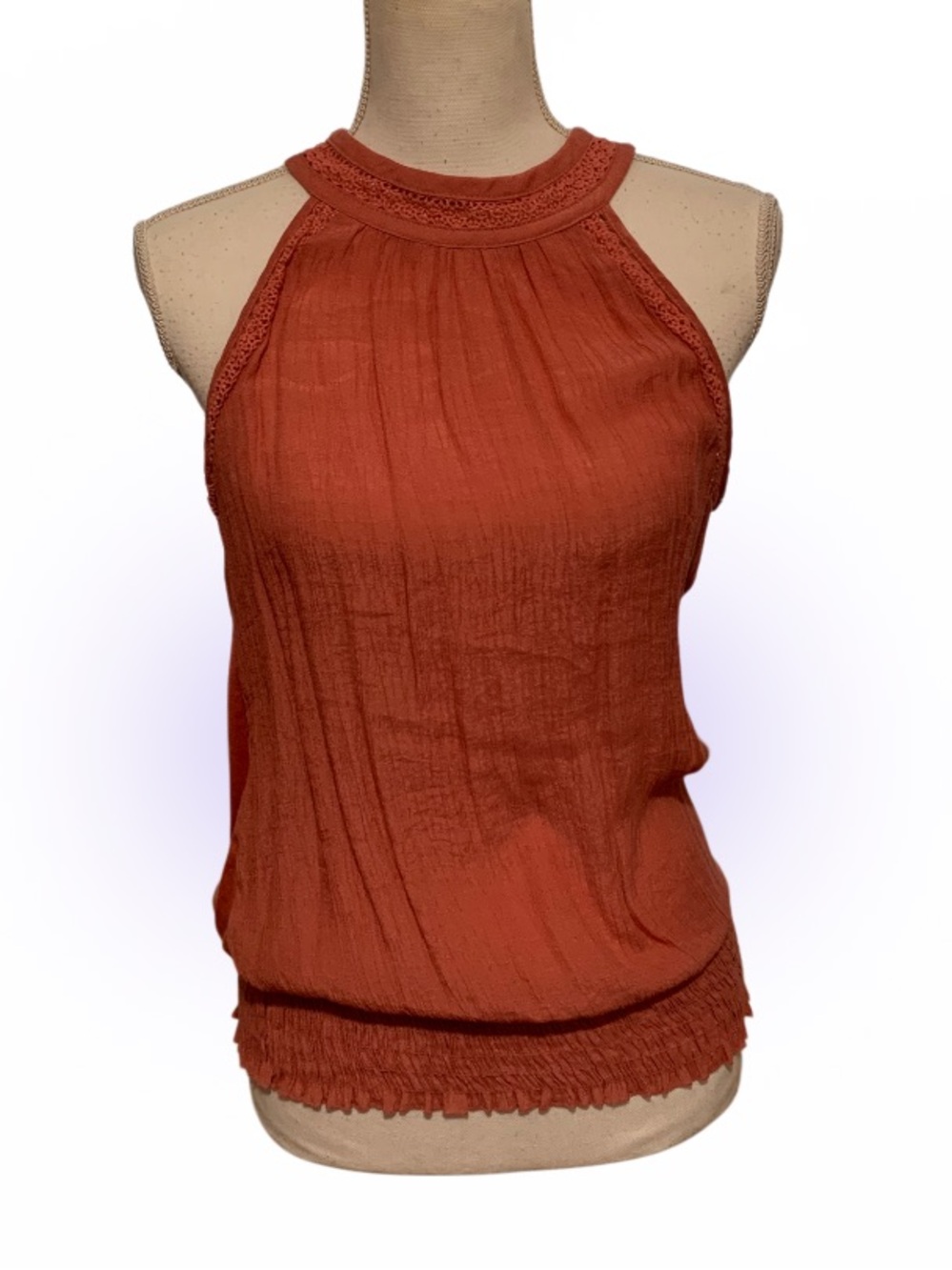Sleeveless Smocked-Hem Top